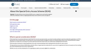 Special consideration and Special Entry Access Scheme (SEAS) - VTAC