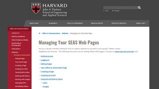 Managing Your SEAS Web Pages | Harvard John A. Paulson School ...