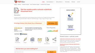 Seattle Public Schools Substitute Timesheet - Fill Online, Printable ...