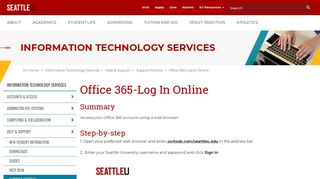 Office 365-Log In Online - Seattle University
