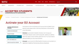 Activate your SU Account - Accepted ... - Seattle University