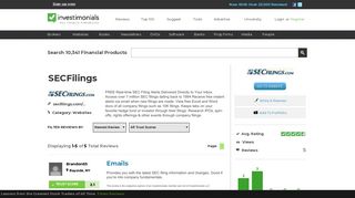 Reviews of SECFilings at Investimonials