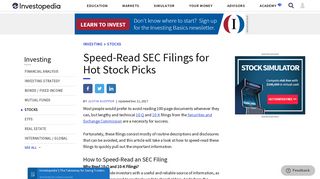 Speed-Read SEC Filings for Hot Stock Picks - Investopedia