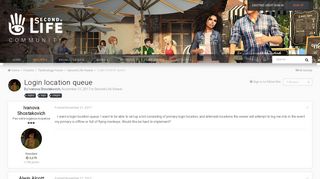 Login location queue - Second Life Viewer - SecondLife Community