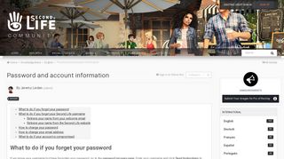 Password and account information - English - SecondLife Community