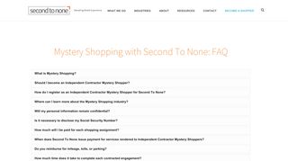 Mystery Shopper FAQ | Second To None