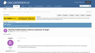 SecPay Authorisation returns customer to login - General Support ...