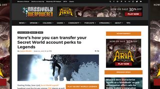 Here's how you can transfer your Secret World account perks to Legends