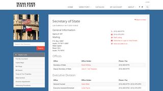 Secretary of State - Texas State Directory Online