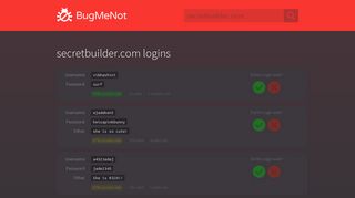 secretbuilder.com passwords - BugMeNot