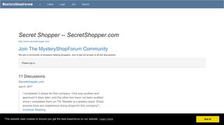 Secret Shopper -- SecretShopper.com: Discussions ...
