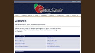 Chaves County School Employees CU - Calculators