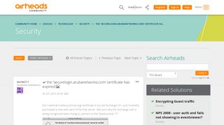 Solved: the 'securelogin.arubanetworks.com' certificate has expired ...