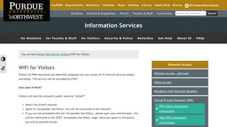 WiFi for Visitors – Information Services - Purdue University Northwest