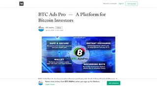 BTC Ads Pro — A Platform for Bitcoin Investors – BTC AdsPro – Medium