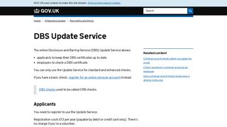 DBS Update Service - GOV.UK