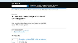 School to school (S2S) data transfer system: guides - GOV.UK
