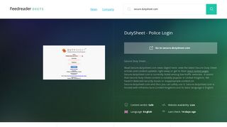 Get Secure.dutysheet.com news - DutySheet - Police Login