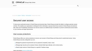 Secured user access - Oracle Docs