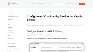 Configure Auth0 as Identity Provider for Oracle Eloqua