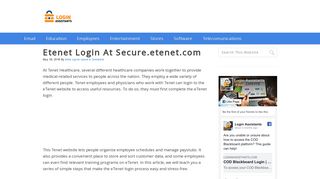 Etenet Login at secure.etenet.com | Login Assistants