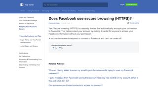 Does Facebook use secure browsing (HTTPS)? | Facebook Help ...