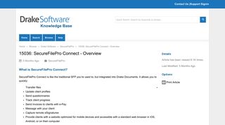 SecureFilePro Connect - Overview (SFP_Connect) - Drake Software KB