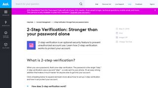 2-Step Verification: Stronger than your password alone - AOL Help
