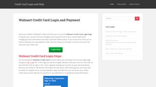 Walmart Credit Card Login and Payment - Credit Card Login and Help