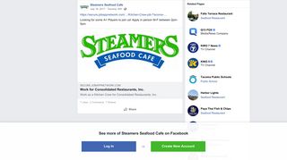 https://secure.jobappnetwork.com/apply/c_... - Steamers ... - Facebook