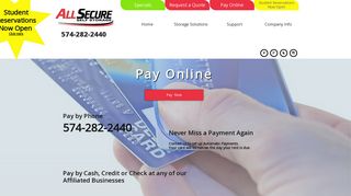 All Secure Self Storage - Payment Options and Pay Online Page