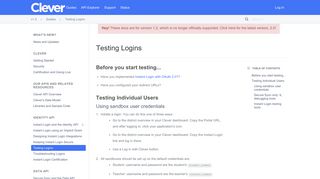 Testing Logins - Clever Developer Docs