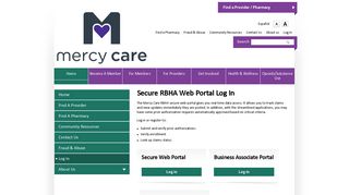 Secure RBHA Web Portal Log In | Mercy Care