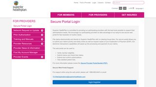 Secure Portal Login - Superior HealthPlan