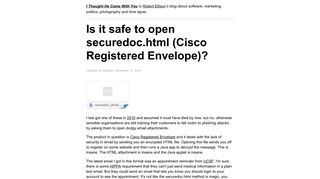 Is it safe to open securedoc.html (Cisco Registered Envelope)?