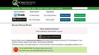 Scam Broker Investigator • Secured Options Review