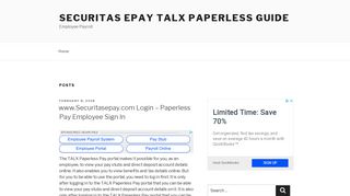 Securitas Epay TALX Paperless Guide - Employee Payroll