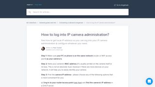 How to log into IP camera administration? | Angelcam Help Center