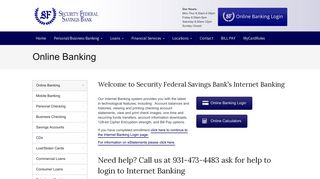Online Banking - Security Federal Savings Bank