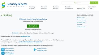 eBanking | Security Federal Savings Bank