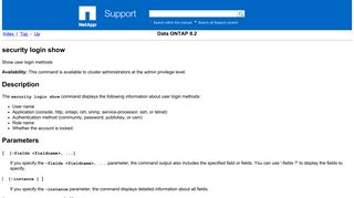 Data ONTAP 8.2 Reference - security login show - NetApp Support