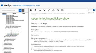 security login publickey show - NetApp
