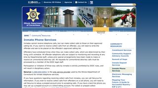Inmate Phone Services - Community Resources - Illinois.gov
