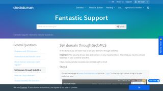 Sell domain through SedoMLS - Fantastic Support - checkdomain