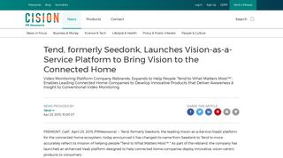 Tend, formerly Seedonk, Launches Vision-as-a-Service Platform to ...