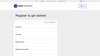 SEEK Employer: Register as an Employer