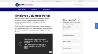 Employee Volunteer Portal | SEEK Volunteer