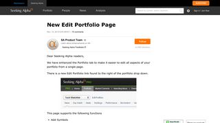 New Edit Portfolio Page | Seeking Alpha