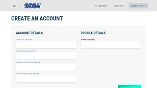Create an Account - SEGA