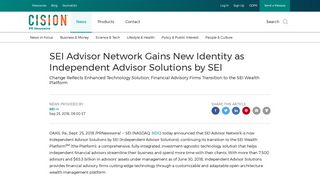 SEI Advisor Network Gains New Identity as Independent Advisor ...